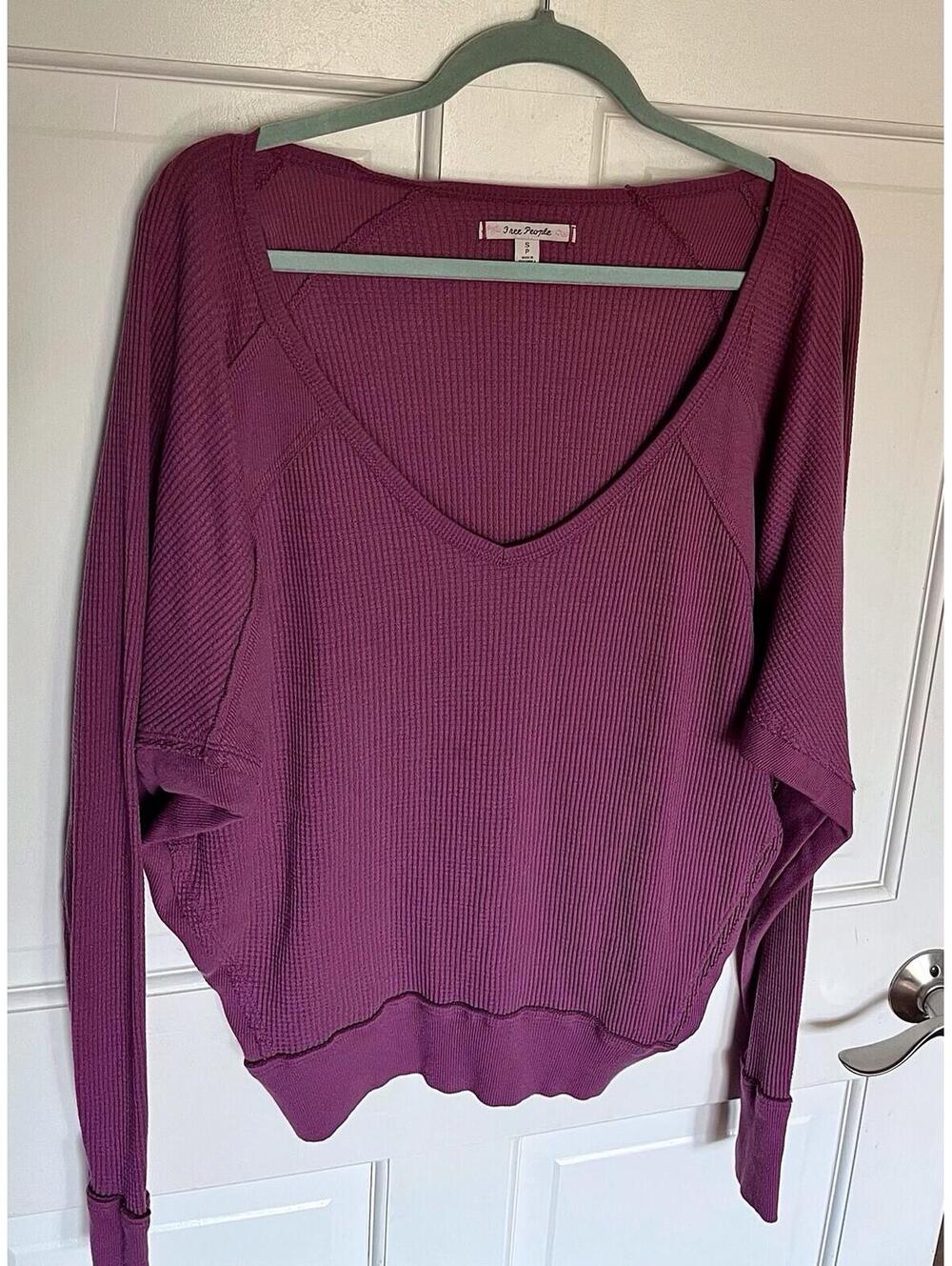 NWOT Free People womens Santa Clara Thermal dolman sleeve Mulberry Womans size S